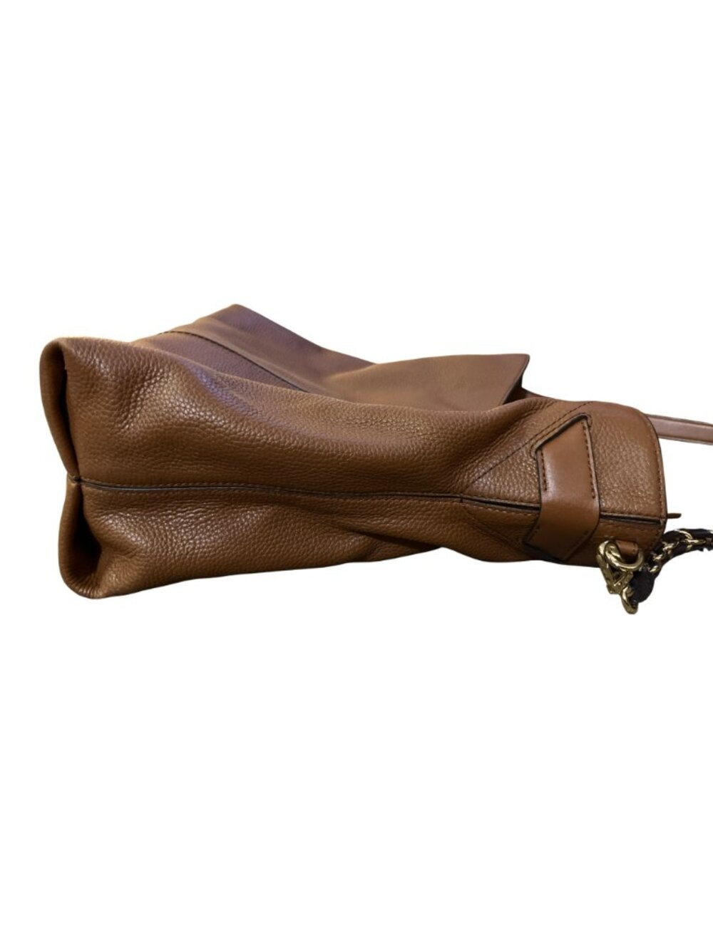 Michael Kors Downtown Astor Large Brown Pebbled Leather Shoulder Bag Chain Strap - Picture 12 of 16